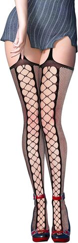 Violet Mist Womens Fishnet Hoit High Garter جوارب شبكة صيد مع جوارب حزام الرباط المرفق الجوارب الجوارب الداخلية in Saudi Arabia