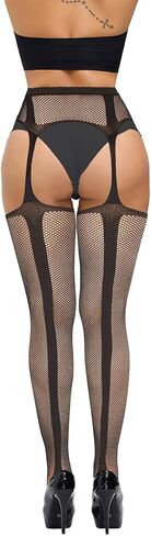 Violet Mist Womens Fishnet Hoit High Garter جوارب شبكة صيد مع جوارب حزام الرباط المرفق الجوارب الجوارب الداخلية in Saudi Arabia