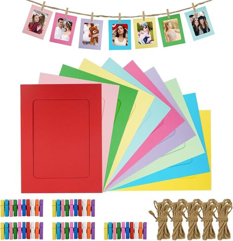 50 Pack Paper Picture Frame, White Cardboard Frames,Paper Frames 4x6, Photo Holder with Wooden Clips and String for Wall Decor and Party Supplies in Saudi Arabia