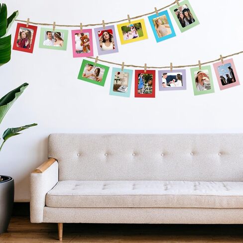 50 Pack Paper Picture Frame, White Cardboard Frames,Paper Frames 4x6, Photo Holder with Wooden Clips and String for Wall Decor and Party Supplies in Saudi Arabia
