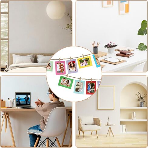 50 Pack Paper Picture Frame, White Cardboard Frames,Paper Frames 4x6, Photo Holder with Wooden Clips and String for Wall Decor and Party Supplies in Saudi Arabia