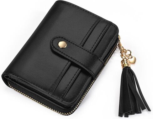 oscaurt Wallet Women Small RFID Blocking Bifold Credit Card Wallets with ID Window and Tassel Zipper Coin Pocket Ladies Wallet in Kuwait