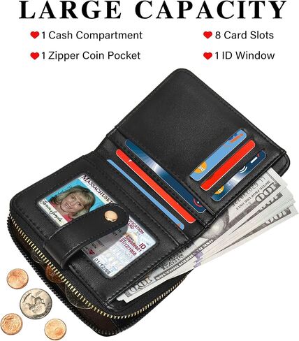 oscaurt Wallet Women Small RFID Blocking Bifold Credit Card Wallets with ID Window and Tassel Zipper Coin Pocket Ladies Wallet in Kuwait
