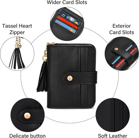 oscaurt Wallet Women Small RFID Blocking Bifold Credit Card Wallets with ID Window and Tassel Zipper Coin Pocket Ladies Wallet in Kuwait