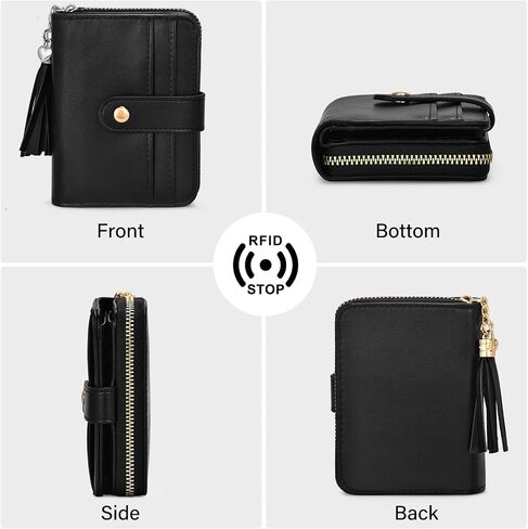 oscaurt Wallet Women Small RFID Blocking Bifold Credit Card Wallets with ID Window and Tassel Zipper Coin Pocket Ladies Wallet in Kuwait