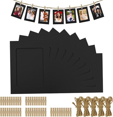50 Pack Paper Picture Frame, White Cardboard Frames,Paper Frames 4x6, Photo Holder with Wooden Clips and String for Wall Decor and Party Supplies in Saudi Arabia