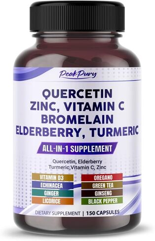 Quercetin Elderberry Turmeric Vitamin C Zinc - دعم المناعة - صنع في الولايات المتحدة الأمريكية in Kuwait