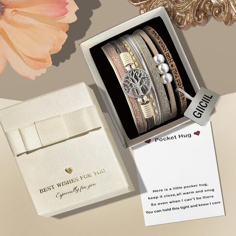 Inspirational Tree of Life Leather Bracelets for Women,Jewelry for Girlfriend Wife Mom from Daughter meaningful gift Holiday gifts in Kuwait