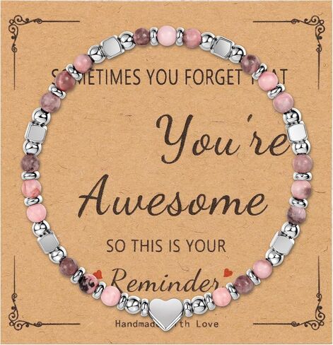 Tiny Natural Stone Beaded Bracelets for Women Sometimes You Forget You're Awesome Inspirational Gifts Bracelets Mothers Day Graduation Christmas Birthday Gifts for Mom Friend Sister in Saudi Arabia