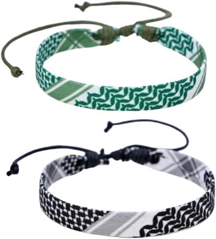 DATOA Keffiyeh Bracelet Handmade Adjustable Woven Fabric Bracelets Ethnic Style Wrist Wrap Bracelet Protection and Lucky String Bracelet in Kuwait