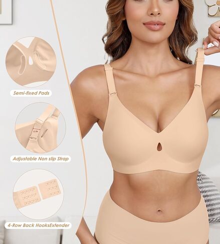 DeAngelmon Bras for Women No Underwire Seamless Bras - اللاسلكي دفع تغطية كاملة in Saudi Arabia