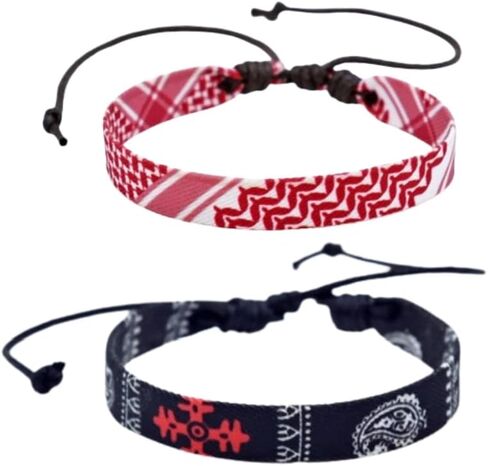 DATOA Keffiyeh Bracelet Handmade Adjustable Woven Fabric Bracelets Ethnic Style Wrist Wrap Bracelet Protection and Lucky String Bracelet in Kuwait