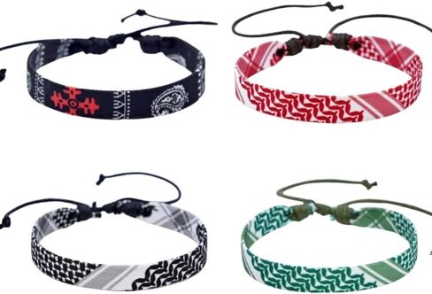 DATOA Keffiyeh Bracelet Handmade Adjustable Woven Fabric Bracelets Ethnic Style Wrist Wrap Bracelet Protection and Lucky String Bracelet in Kuwait