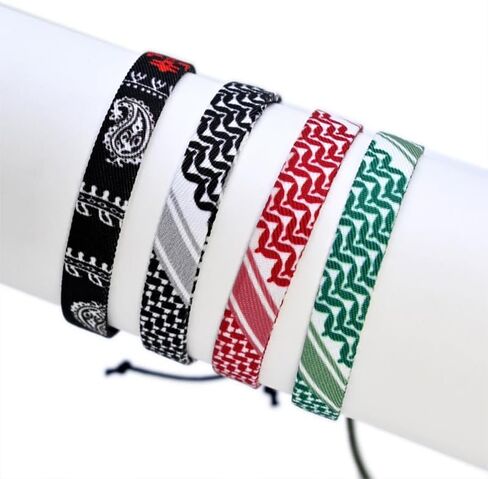 DATOA Keffiyeh Bracelet Handmade Adjustable Woven Fabric Bracelets Ethnic Style Wrist Wrap Bracelet Protection and Lucky String Bracelet in Kuwait
