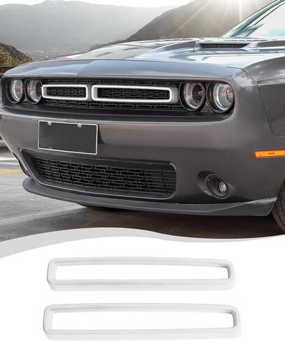 Hoolcar Front Grille Grille Grille Cover Cover Cover Cover Trim متوافق مع Dodge Challenger 2015-2024 ، والملحقات الخارجية ، والأسود ، 2pcs in Kuwait