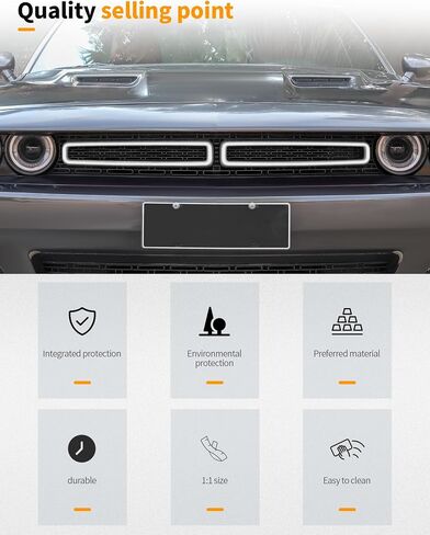 Hoolcar Front Grille Grille Grille Cover Cover Cover Cover Trim متوافق مع Dodge Challenger 2015-2024 ، والملحقات الخارجية ، والأسود ، 2pcs in Kuwait