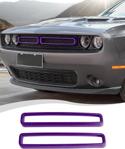 Hoolcar Front Grille Grille Grille Cover Cover Cover Cover Trim متوافق مع Dodge Challenger 2015-2024 ، والملحقات الخارجية ، والأسود ، 2pcs in Kuwait