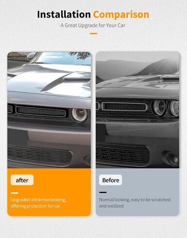 Hoolcar Front Grille Radiator Grille Insert Cover Grillwork Trim Compatible with Dodge Challenger 2015-2024, Exterior Accessories, Black, 2pcs in Kuwait