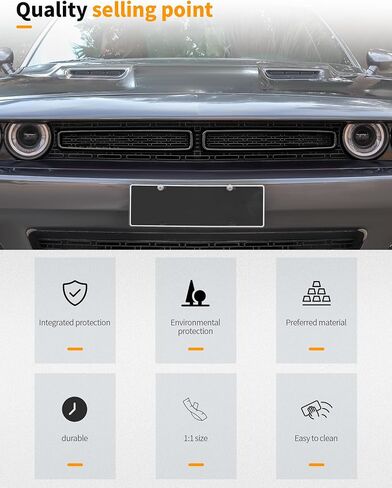 Hoolcar Front Grille Radiator Grille Insert Cover Grillwork Trim Compatible with Dodge Challenger 2015-2024, Exterior Accessories, Black, 2pcs in Kuwait