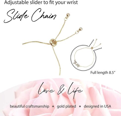 NTLX Butterfly Bracelet – Crystal Butterfly Bracelets for Women – Adjustable Size Bracelets – Genuine Rhinestone Crystals - Gift Box Included in Saudi Arabia