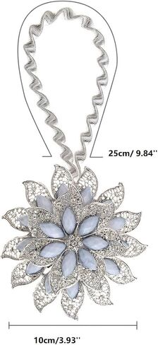 SUQ I OME Classic Luxury Big Crystal Magnetic Curtain Tieback and Holdback Flower Curtain Clips Buckle Curtain Holder Curtain Holdbacks(Silver,2PCS) in Kuwait
