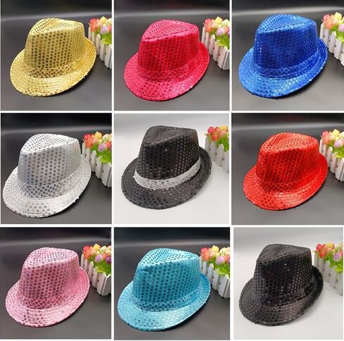 Western Sequin Hat Glitter Sequin Hat Solid Color Dance Retro Disco Cap for Kids Party Props Supplies in Saudi Arabia