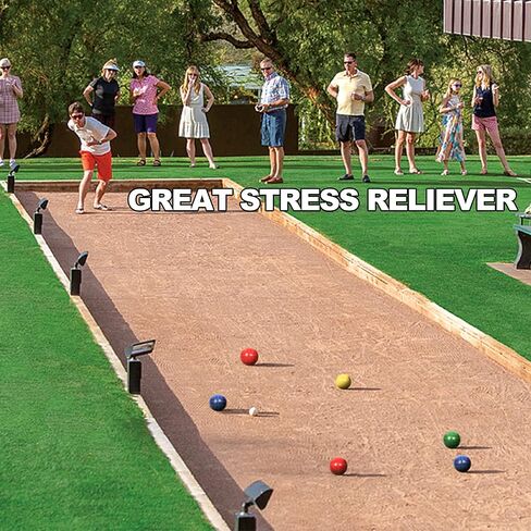 Bocce Balls Sets 90mm for Family Backyard Bocci Games Beach Lawn Yard Kids, Set of 8 Polyresin Bochie Ball, 1 Pallino, Carrying Bag, Measuring Rope (Green/Yellow/Red/Blue, 2-8 Players) in Saudi Arabia