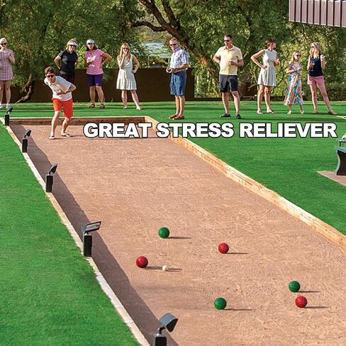 Bocce Balls Sets 90mm for Family Backyard Bocci Games Beach Lawn Yard Kids, Set of 8 Polyresin Bochie Ball, 1 Pallino, Carrying Bag, Measuring Rope (Green/Yellow/Red/Blue, 2-8 Players) in Saudi Arabia