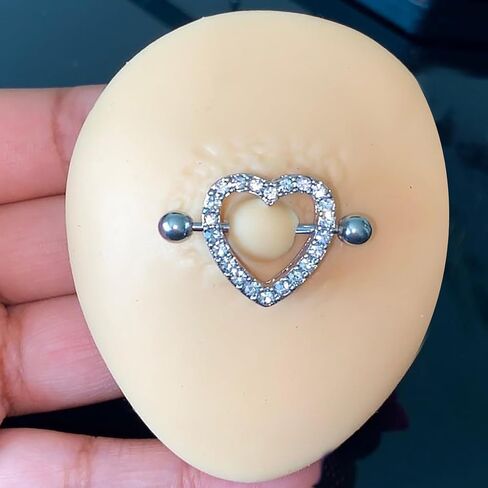 14G Heart Nipple Piercing Jewelry, Nipple Rings Surgical Steel for Men and Women, CZ Gem Nipple Shields Barbell Rings, 14 Gauge A Pair in Saudi Arabia