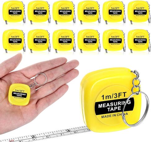 12 Pieces Tape Measure Keychains, 1.5 Inch Functional Mini Tape Measures with Stable Slide Lock Construction Party Favors Tape Measure for Birthday Party Favors Gift Bag Fillers Prize 1 m/ 3 ft in Kuwait