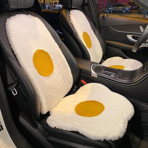 Fuzzy Car Seat Covers Interior Warm,Egg Flower Car Seat Cushion,Fluffy Car Seat Covers,Winter Car Seat Cover,Cute Car Accessories for Women (4PCS) in Saudi Arabia
