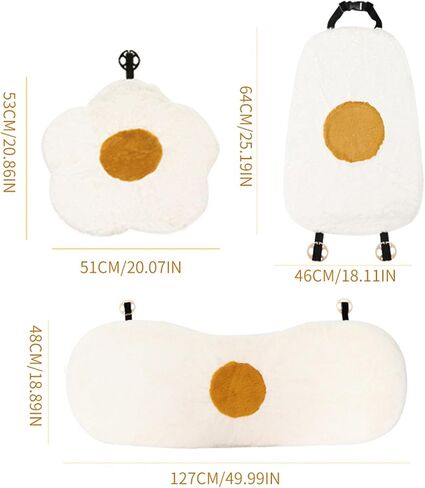 Fuzzy Car Seat Covers Interior Warm,Egg Flower Car Seat Cushion,Fluffy Car Seat Covers,Winter Car Seat Cover,Cute Car Accessories for Women (4PCS) in Saudi Arabia