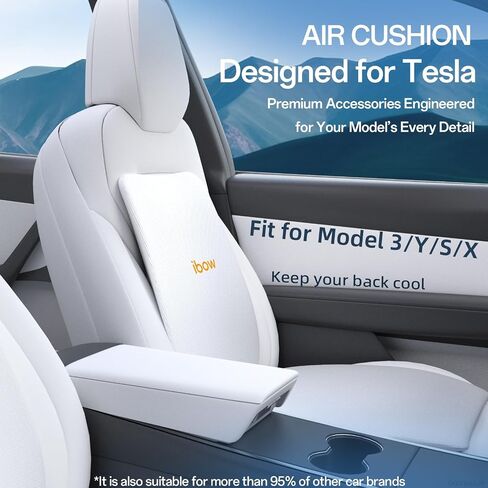 Seat Cushion and Back Support Pillow for Tesla Model Y 3 S X Hollow-Out Breathable Mesh Seat Pad and Back Strong Support Hip Waist Lumbar Pain Relief for Driving Car Office Home Use, White in Saudi Arabia