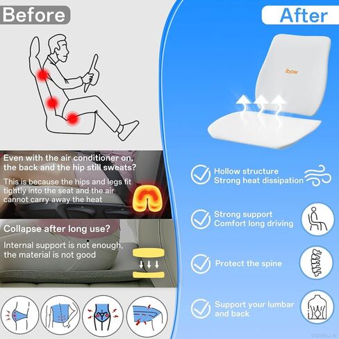 Seat Cushion and Back Support Pillow for Tesla Model Y 3 S X Hollow-Out Breathable Mesh Seat Pad and Back Strong Support Hip Waist Lumbar Pain Relief for Driving Car Office Home Use, White in Saudi Arabia