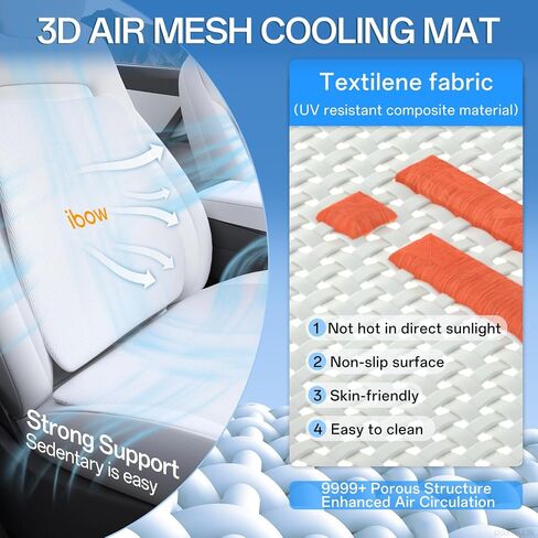 Seat Cushion and Back Support Pillow for Tesla Model Y 3 S X Hollow-Out Breathable Mesh Seat Pad and Back Strong Support Hip Waist Lumbar Pain Relief for Driving Car Office Home Use, White in Saudi Arabia
