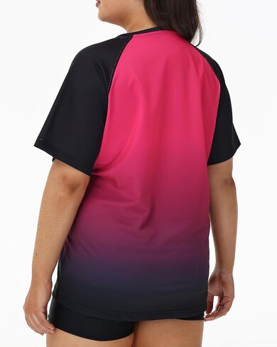 Plus Size Rash Guard for Women Sun Protection Swim Shirts Short Sleeve Loose Fit UPF 50+ Quick Dry Swimming Tops in Kuwait
