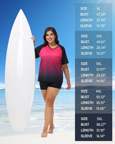 Plus Size Rash Guard for Women Sun Protection Swim Shirts Short Sleeve Loose Fit UPF 50+ Quick Dry Swimming Tops in Kuwait