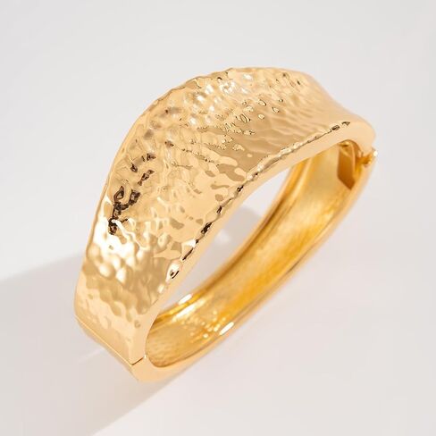 Boho Gold Cuff Bangle Bracelet Set for Women - Chunky Waterdrop Irregular Wide Stackable Minimalist Jewelry in Saudi Arabia