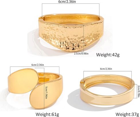 Boho Gold Cuff Bangle Bracelet Set for Women - Chunky Waterdrop Irregular Wide Stackable Minimalist Jewelry in Saudi Arabia