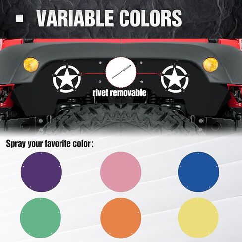 بطانات الرفارف الأمامية الداخلية متوافقة مع 2007-2018 Jeep Wrangler JK & JKU Unlimited Sport Sahara Rubicon، واقيات الطين الفولاذية ذات الطراز المثبت بمسامير وغطاء جيد لعجلات المصدات (2/4 أبواب) in Kuwait