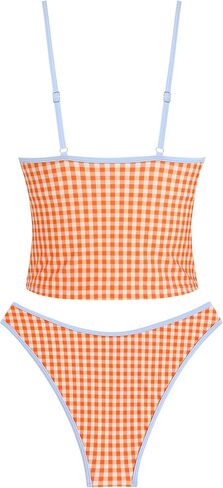 ZAFUL المرأة الرسن Tankini المايوه الخامس الرقبة البطن التحكم التعادل الجانب ثونغ بيكيني المايوه 2 قطعة لباس سباحة in Kuwait