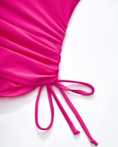 RXRXCOCO Women Tankini Bathing Suits Tummy Control Ruched Swimsuits Colorblock Drawstring Swimwear in Kuwait