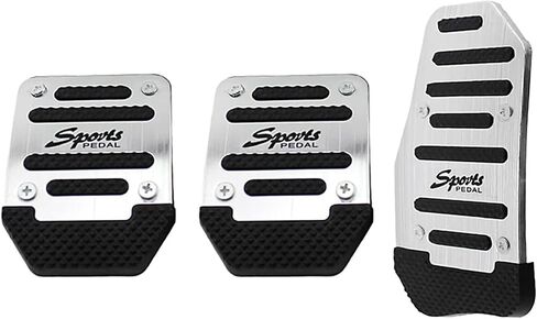 3 PCS Manual Shift Car Pedal, Non-slip Rubber Strip Thickened Alloy Wear-resistant Throttle Brake Clutch Pedal Cover, Decorative Modification Accessories, for to Most Manual Shift Cars (Silver) in Kuwait