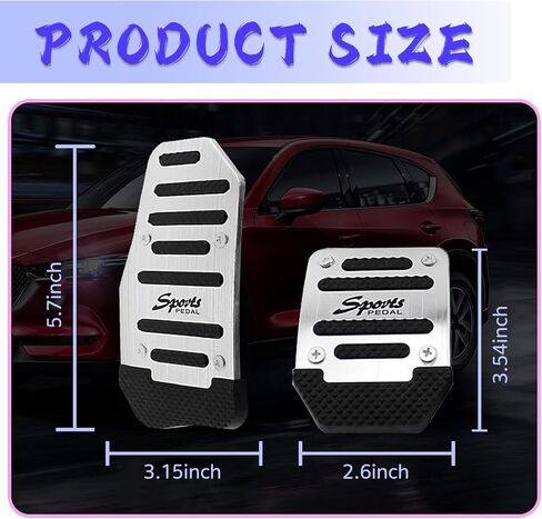 3 PCS Manual Shift Car Pedal, Non-slip Rubber Strip Thickened Alloy Wear-resistant Throttle Brake Clutch Pedal Cover, Decorative Modification Accessories, for to Most Manual Shift Cars (Silver) in Kuwait