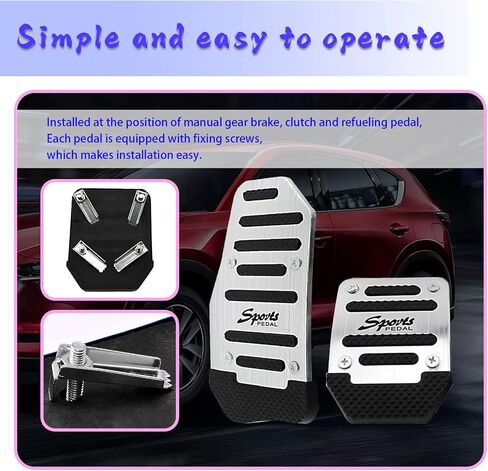 3 PCS Manual Shift Car Pedal, Non-slip Rubber Strip Thickened Alloy Wear-resistant Throttle Brake Clutch Pedal Cover, Decorative Modification Accessories, for to Most Manual Shift Cars (Silver) in Kuwait