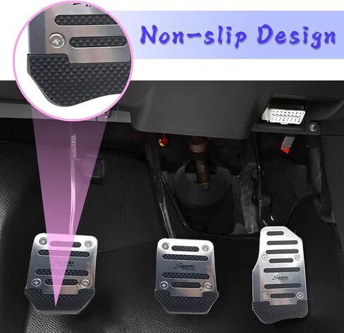 3 PCS Manual Shift Car Pedal, Non-slip Rubber Strip Thickened Alloy Wear-resistant Throttle Brake Clutch Pedal Cover, Decorative Modification Accessories, for to Most Manual Shift Cars (Silver) in Kuwait