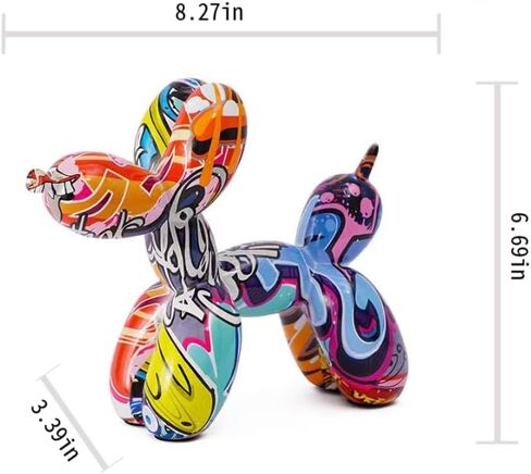 Resin Balloon Dog Sculpture - Collection Figurine Decor for Home | Office Desktop Resin Decors Balloon Dog Decor,dog balloon decor (Graffiti) in Saudi Arabia