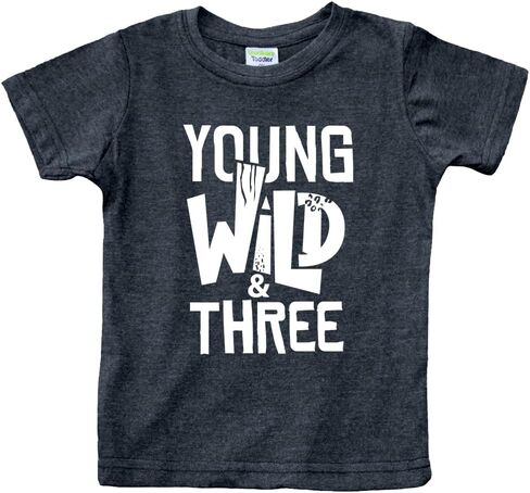 Young Wild and Three Boy 3rd Birthday Toddler Shirt 3 Year Old Outfit Boys Third Party Tshirt in Kuwait