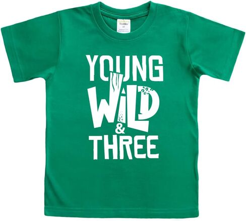Young Wild and Three Boy 3rd Birthday Toddler Shirt 3 Year Old Outfit Boys Third Party Tshirt in Kuwait