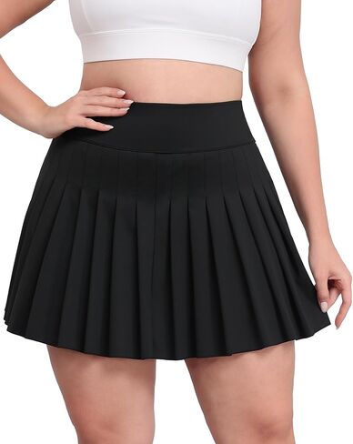 LOUSGUTA Women's Plus Size Pleated Tennis Skirt with Shorts Stretchy High Waisted A Line Athletic Golf Skorts for Women in Saudi Arabia